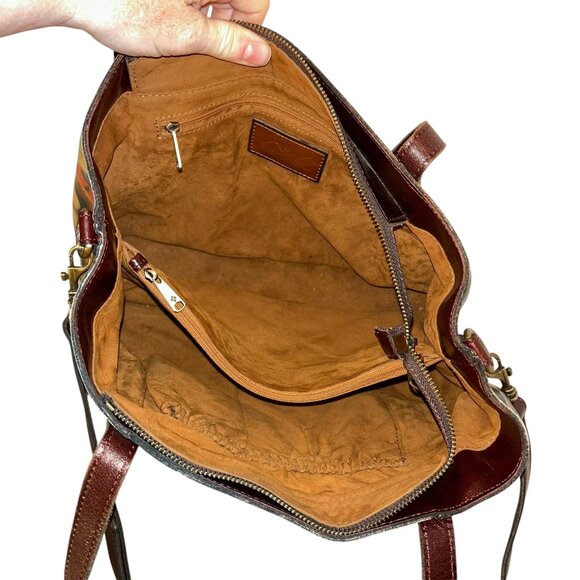 patricia nash STUNNING Fall painted Floral print leather cross body satchel bag - Picture 9 of 9